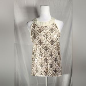 Formal Mock Neck Halter Sequin Embellished Top